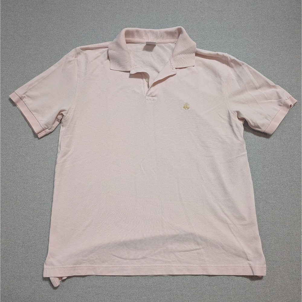 Brooks Brothers Men's Large Pink Polo Shirt Cotton Pique Performance Golden